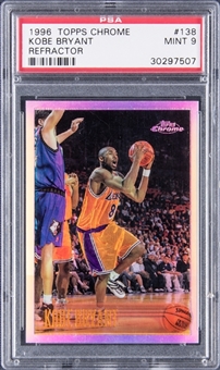 1996-97 Topps Chrome Refractors #138 Kobe Bryant Rookie Card - PSA MINT 9